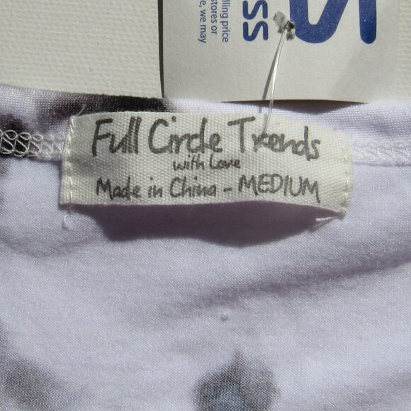 Full Circle Trends Women Black/White Tie Dye Short Sleeve Front Knot Tee Blouse - Picture 3 of 5